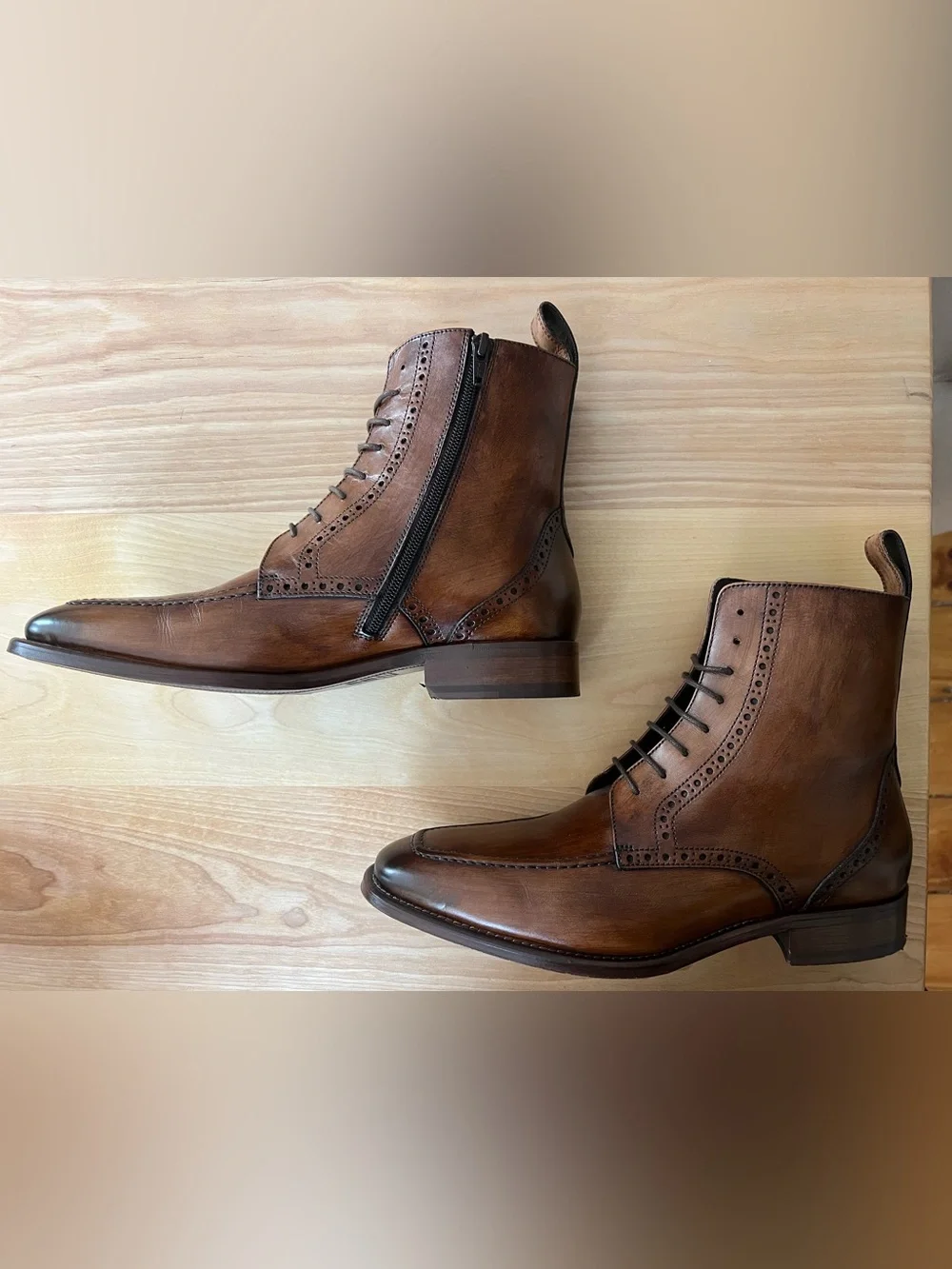 Johnston & Murphy JMcollection Brown Leather Lace-Up Boots RARE